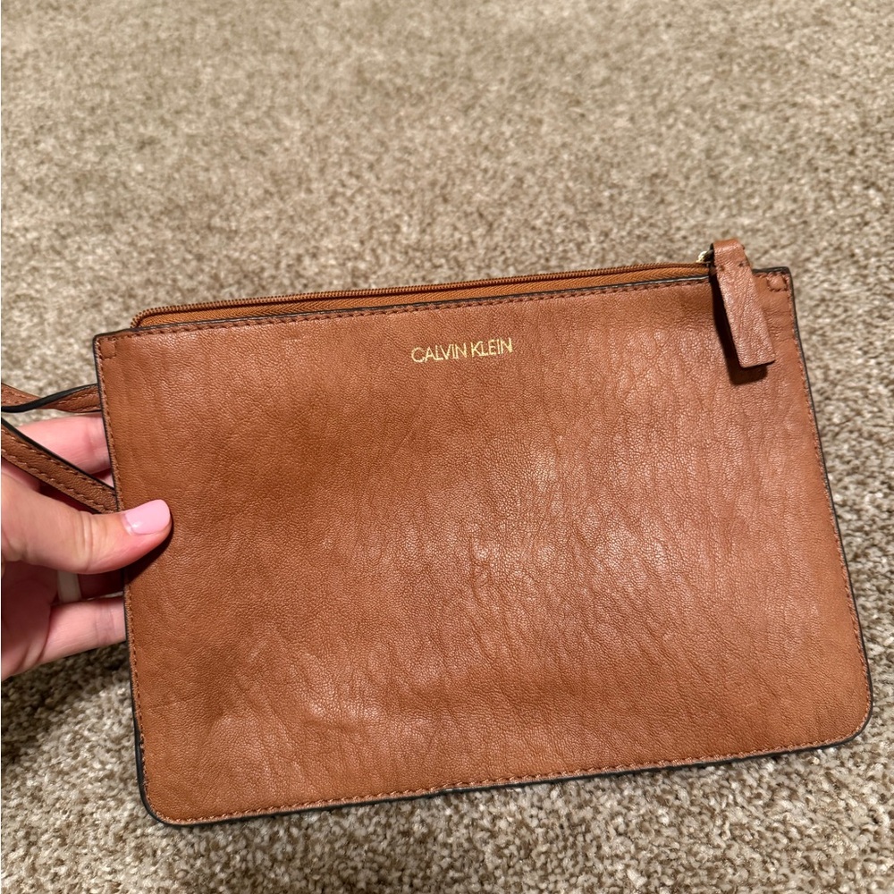 Calvin Klein Tan Leather Clutch